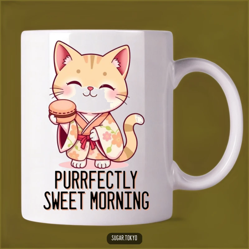 Funny Cat Kimono Macaron Mug - A Purrfectly Sweet and Funny Gift!