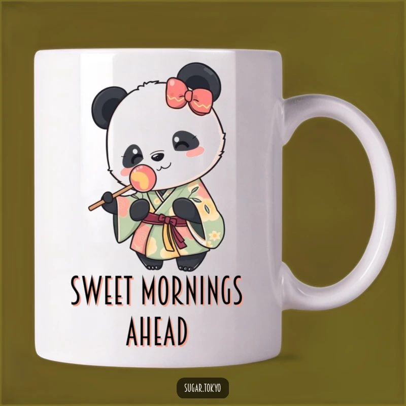 Funny Happy Panda Mug: Vibrant Kimono Panda with Lollipop, Perfect Funny Gift