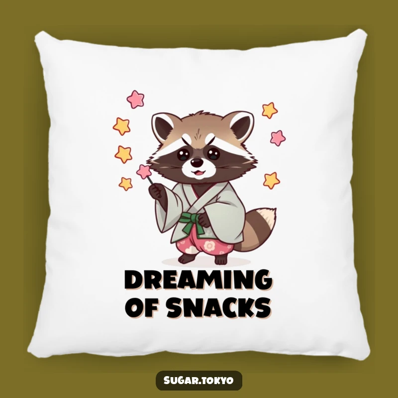 Funny Raccoon Kimono Pillow - Cozy & Hilarious Mischief!