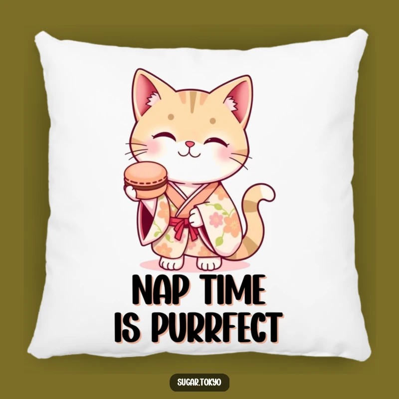 Funny Cat Kimono Macaron Pillow - Cozy & Hilarious Home Decor!