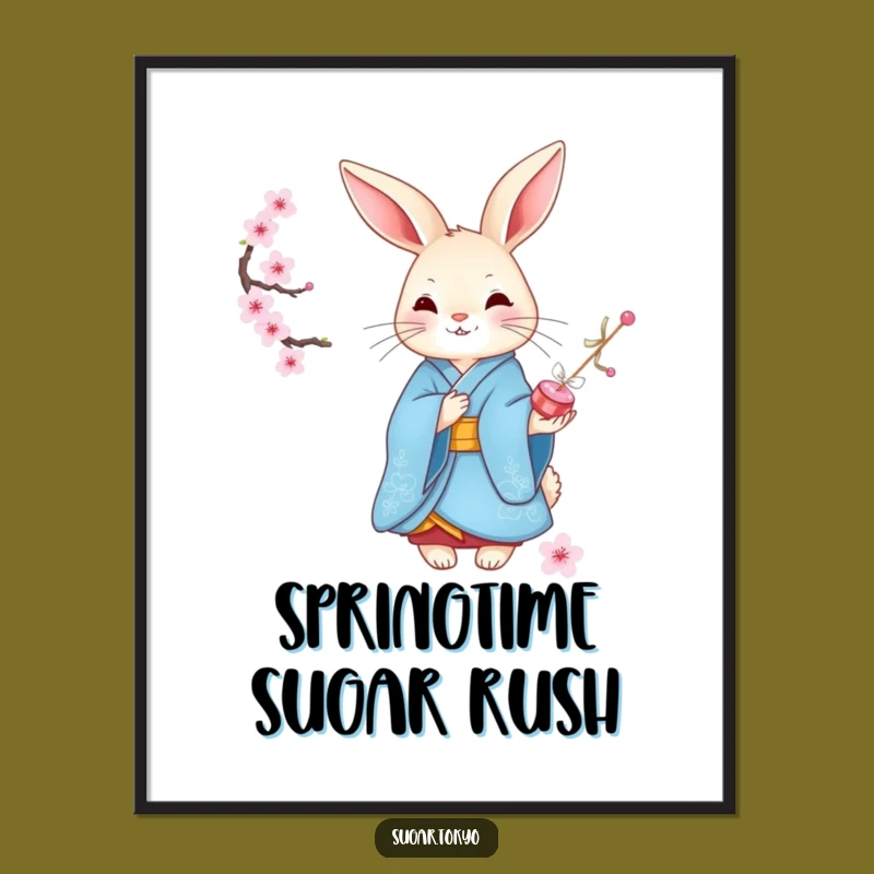 Funny Graceful Rabbit Kimono Digital Art - Elegant and Hilarious Printable Decor