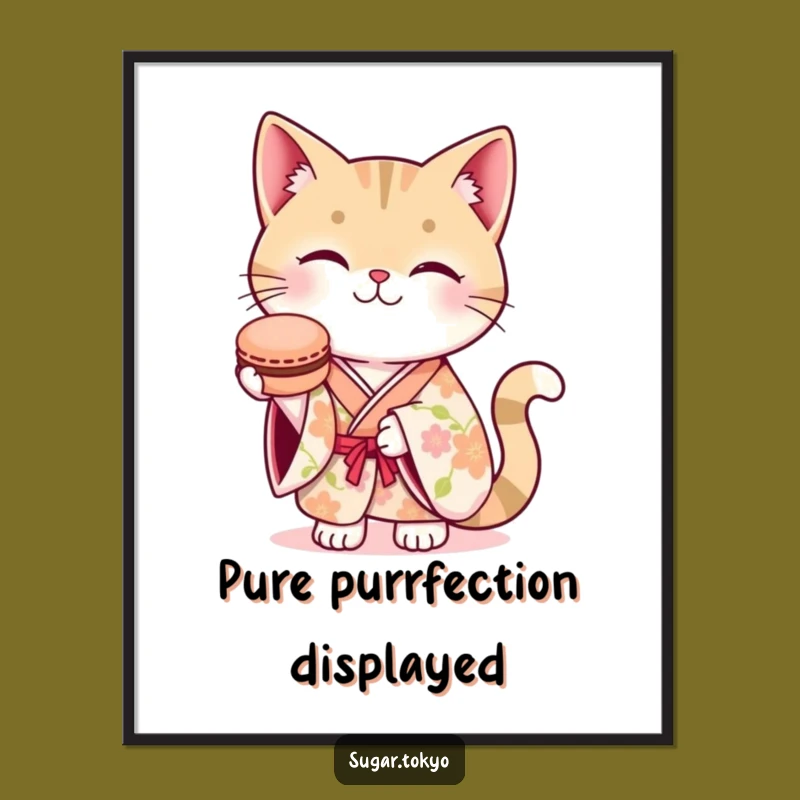 Funny Cat Kimono Macaron Digital Art - Instant Hilarious Decor!