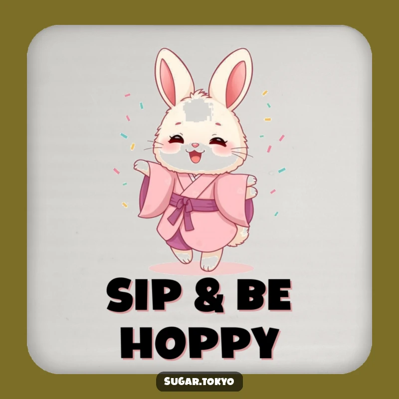 Funny Bunny Kimono Coasters - Protect Surfaces with Joy!