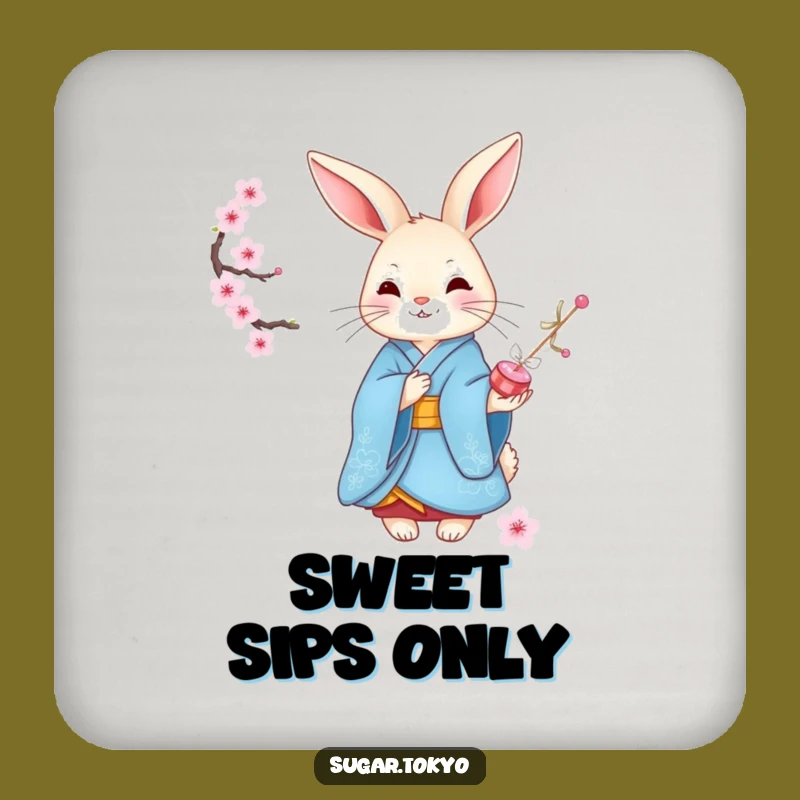 Funny Graceful Rabbit Kimono Coaster - Elegant and Hilarious Table Saver