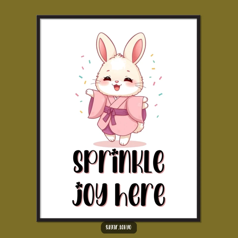 Funny Bunny Kimono Sprinkles Poster - Joyful Wall Art, Funny Gift!