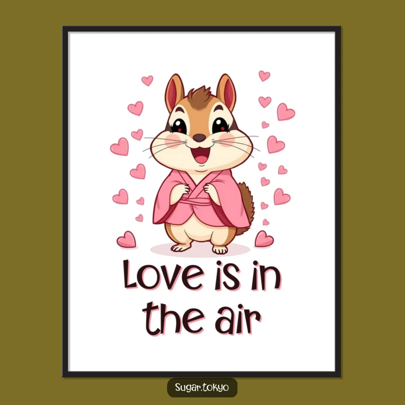 Funny Chipmunk Kimono Poster - Vibrant Candy Heart Scatter Art Print Gift!