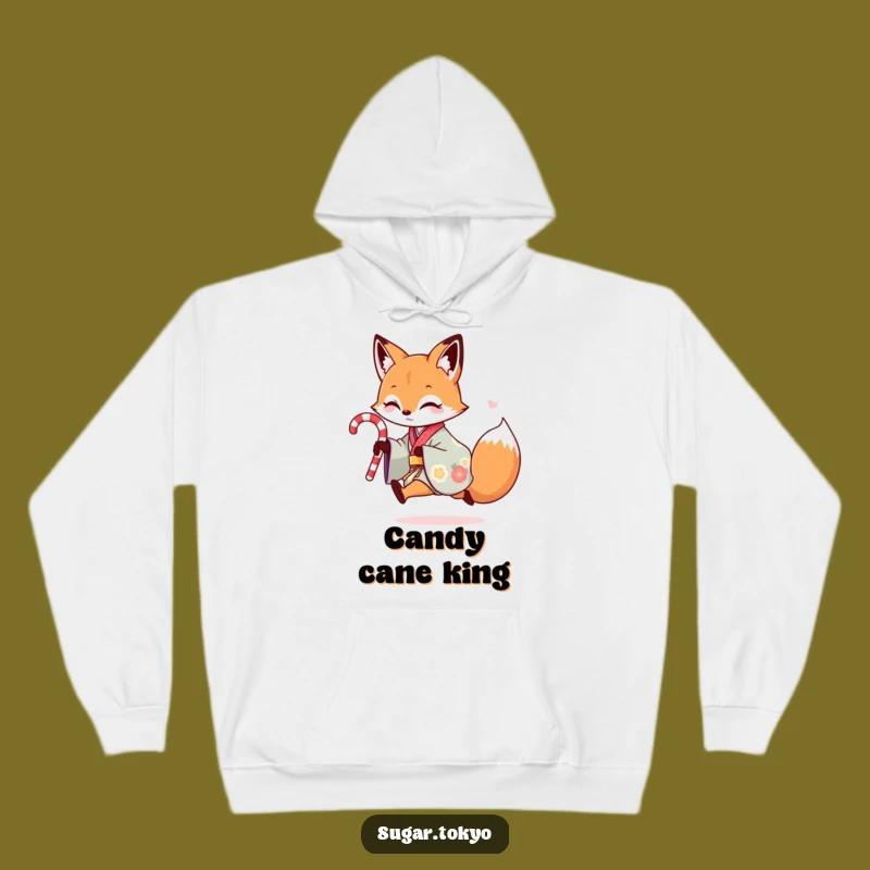 Funny Fox Kimono Hoodie: Cozy Playful Fox with Candy Cane, Perfect Funny Gift
