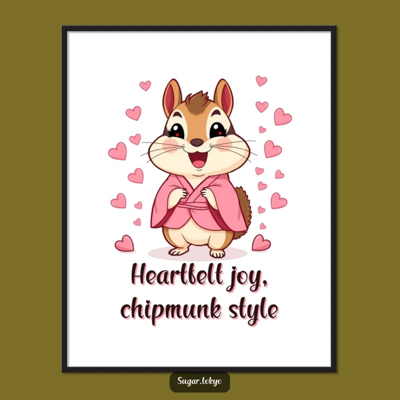Free Printable Wall Art: Funny Chipmunk Kimono Candy Heart Confetti Downloadable Gift