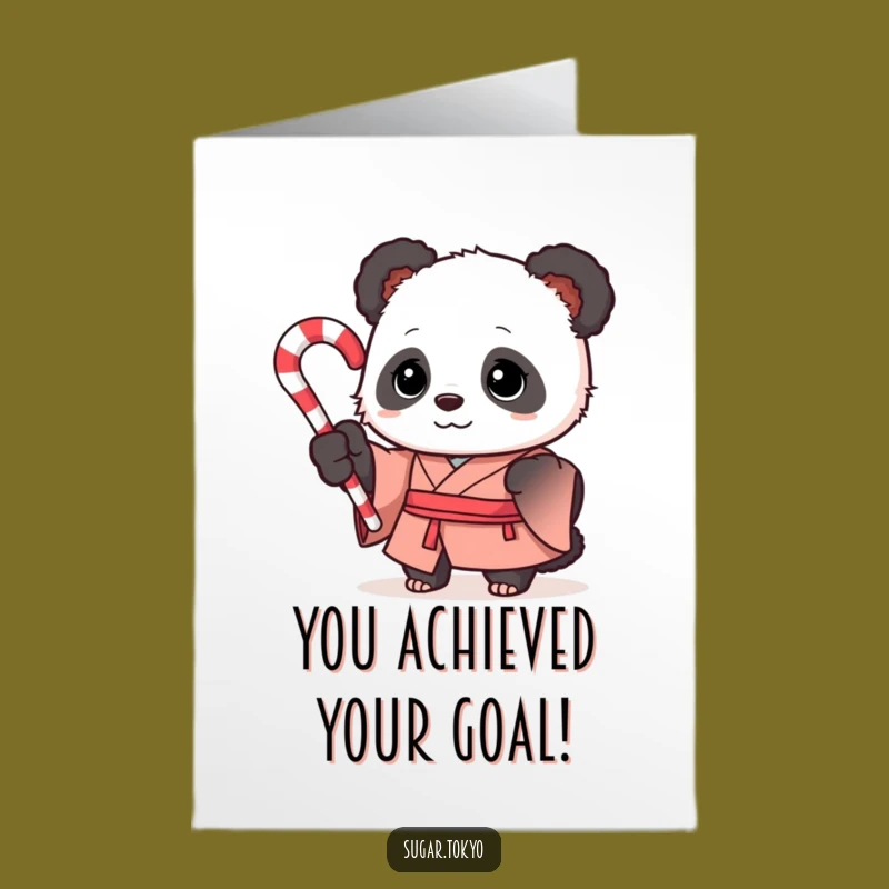 Free Printable Congrats Card Panda: Candy Cane Celebration Downloadable