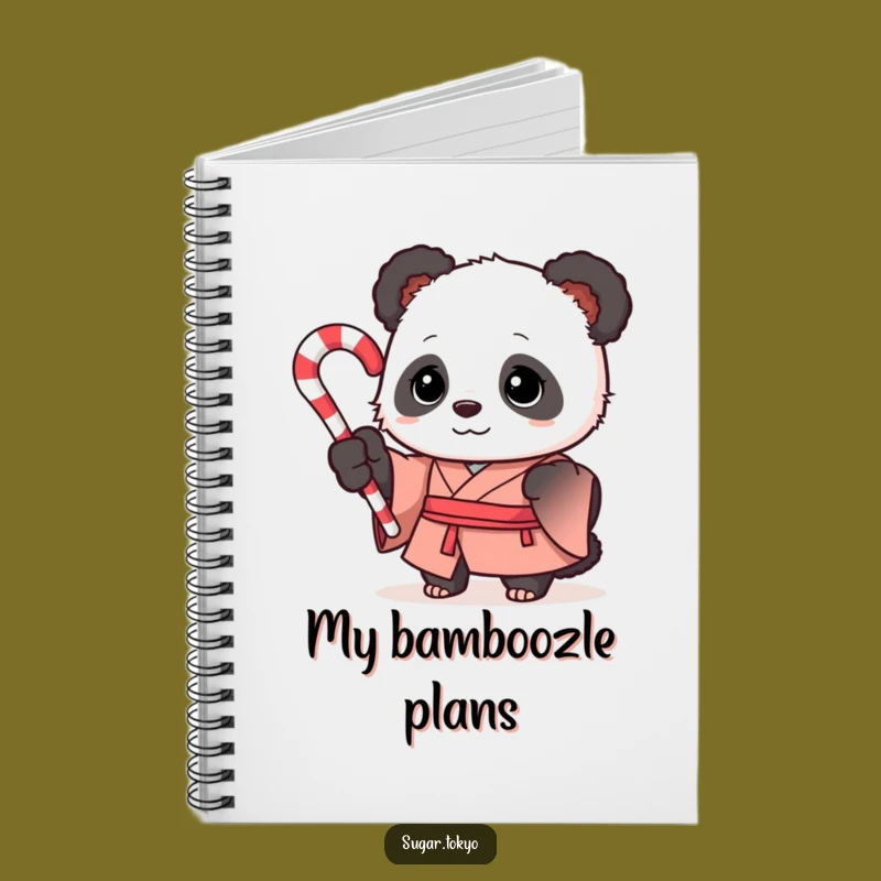 Funny Curious Panda Candy Cane Kimono Notebook - Whimsical and Hilarious Journal