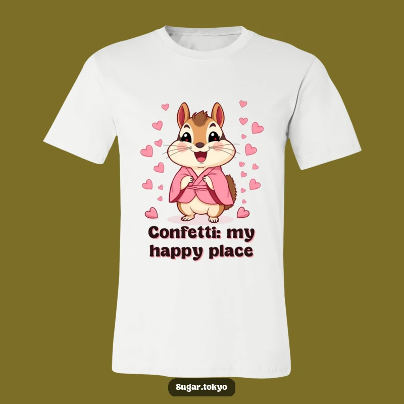 Funny Chipmunk Kimono T-Shirt - Adorable Candy Heart Scatter Tee for Parties!