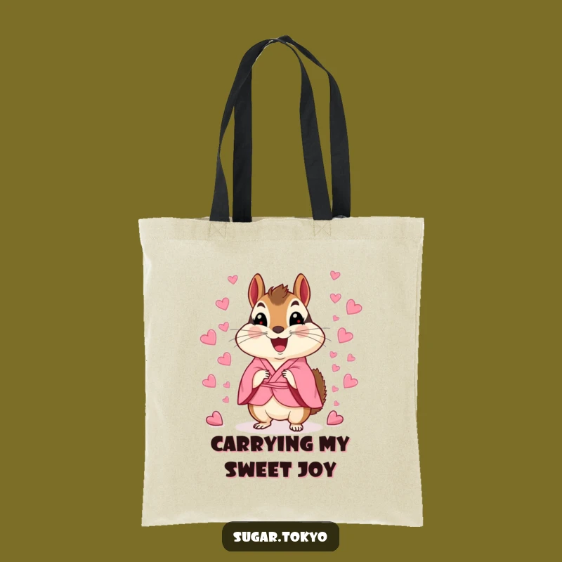 Funny Chipmunk Kimono Tote Bag - Stylish Candy Heart Scatter Carryall Gift!