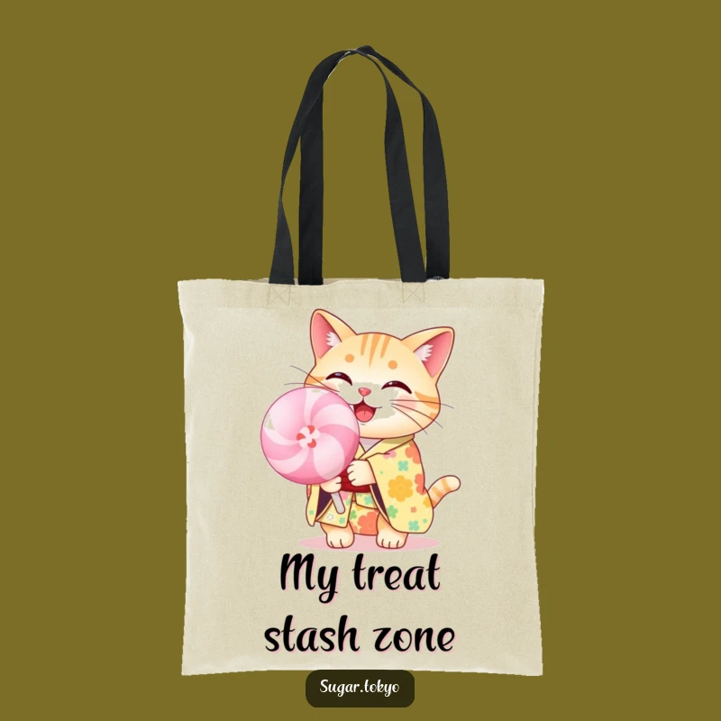 Funny Cheerful Cat Lollipop Kimono Tote Bag - Chic and Hilarious Accessory