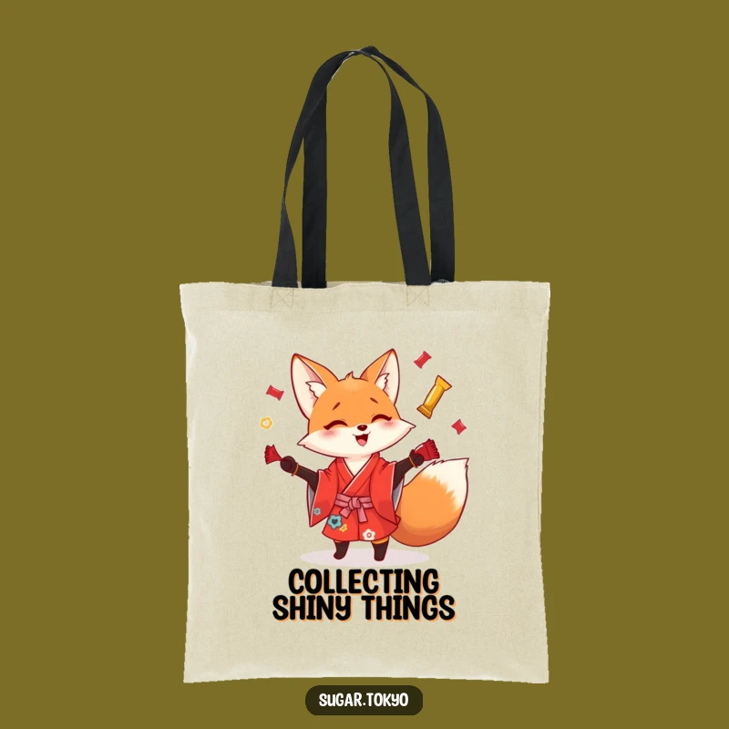 Funny Playful Fox Candy Wrapper Tote Bag - Quirky and Hilarious Accessory